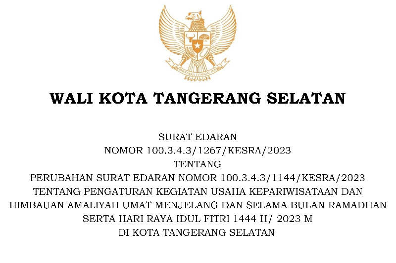 Pemkot Tangsel Keluarkan Edaran Selama Ramadhan, Beberapa Kegiatan Dibatasi