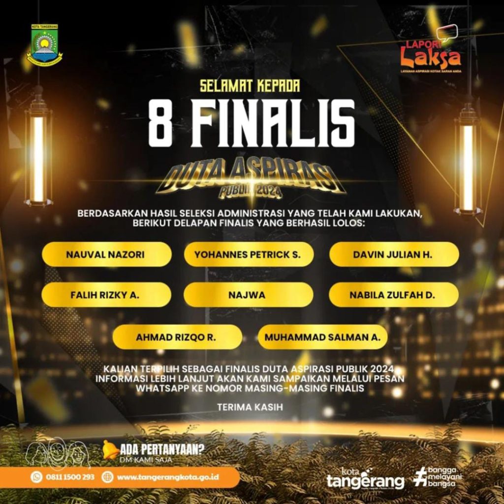 Pencarian Duta Aspirasi Publik 2024 Kota Tangerang Menyisahkan 8 Finalis